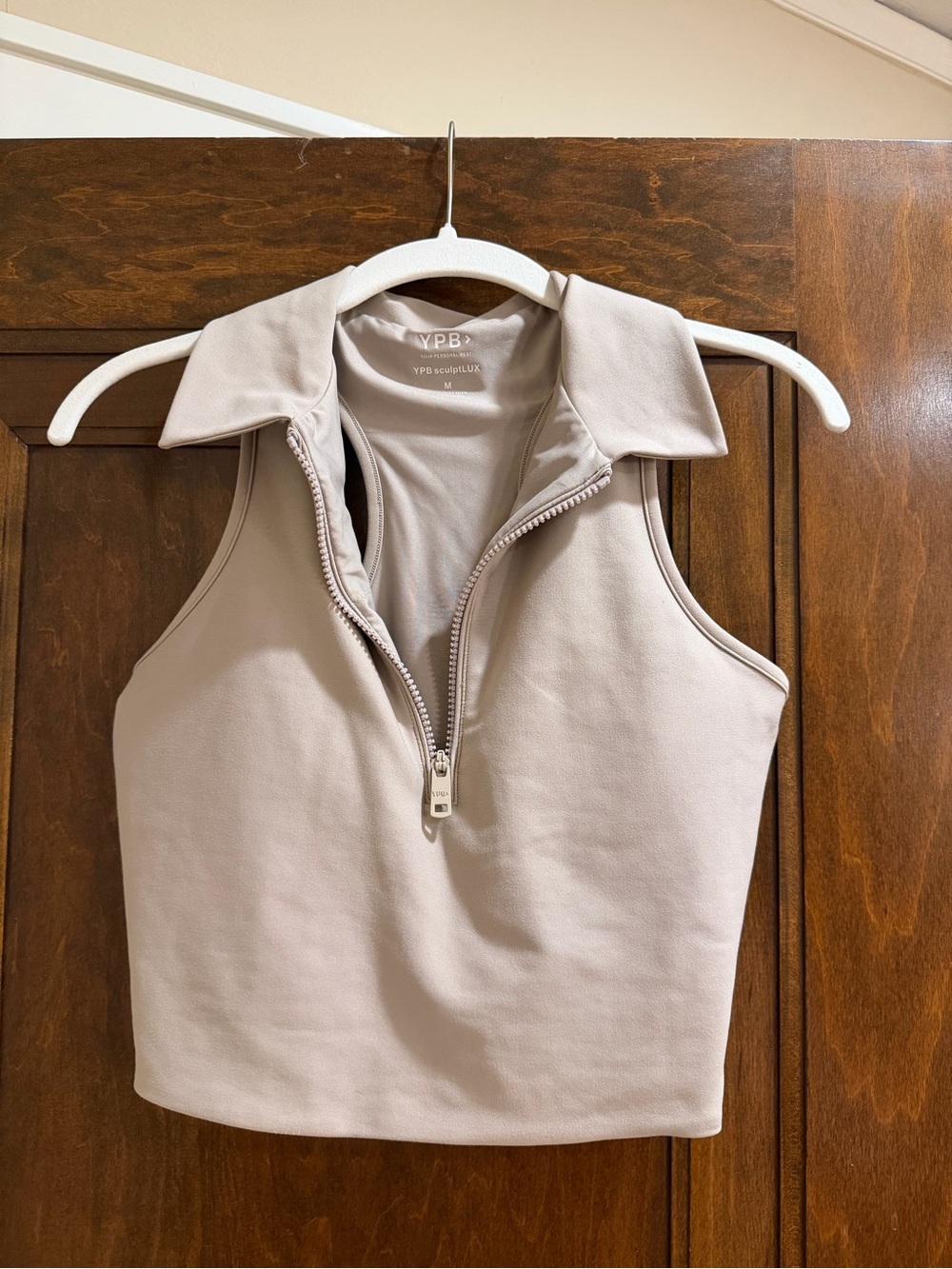 Abercrombie YPB sculptLUX Collared Half Zip Cropped Tank Top Size M
